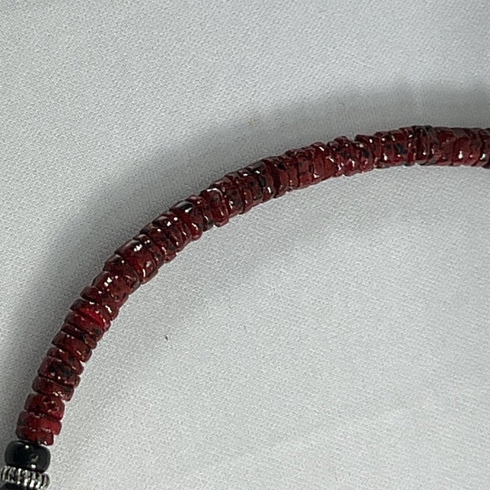 Premier Designs Beaded Pendant Necklace Silver Tone Southwest Red Black Choker - Picture 8 of 11